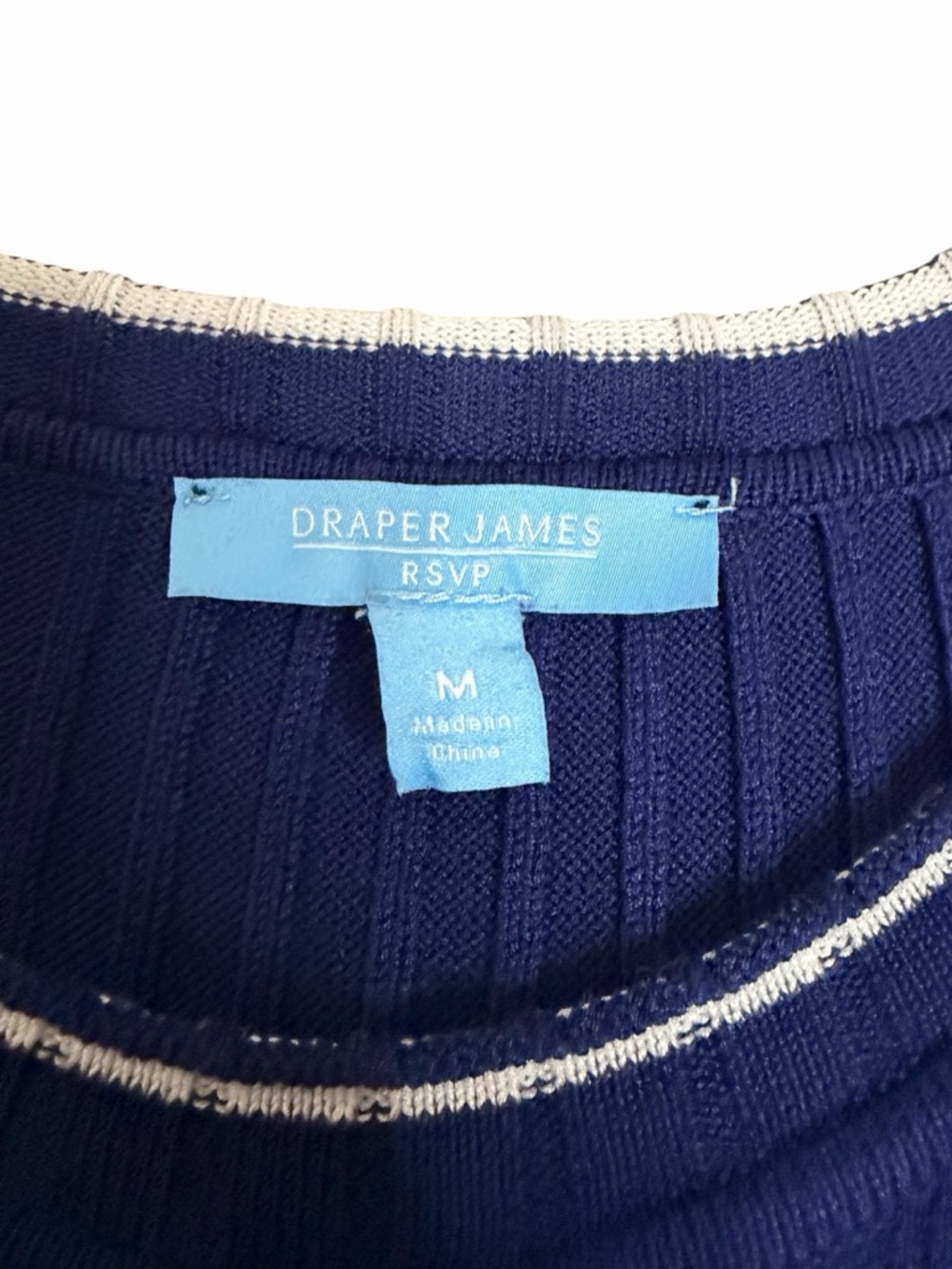 Draper James RSVP Navy Knit Fit Flare Dress Puff Sleeve Medium - Picture 7 of 8